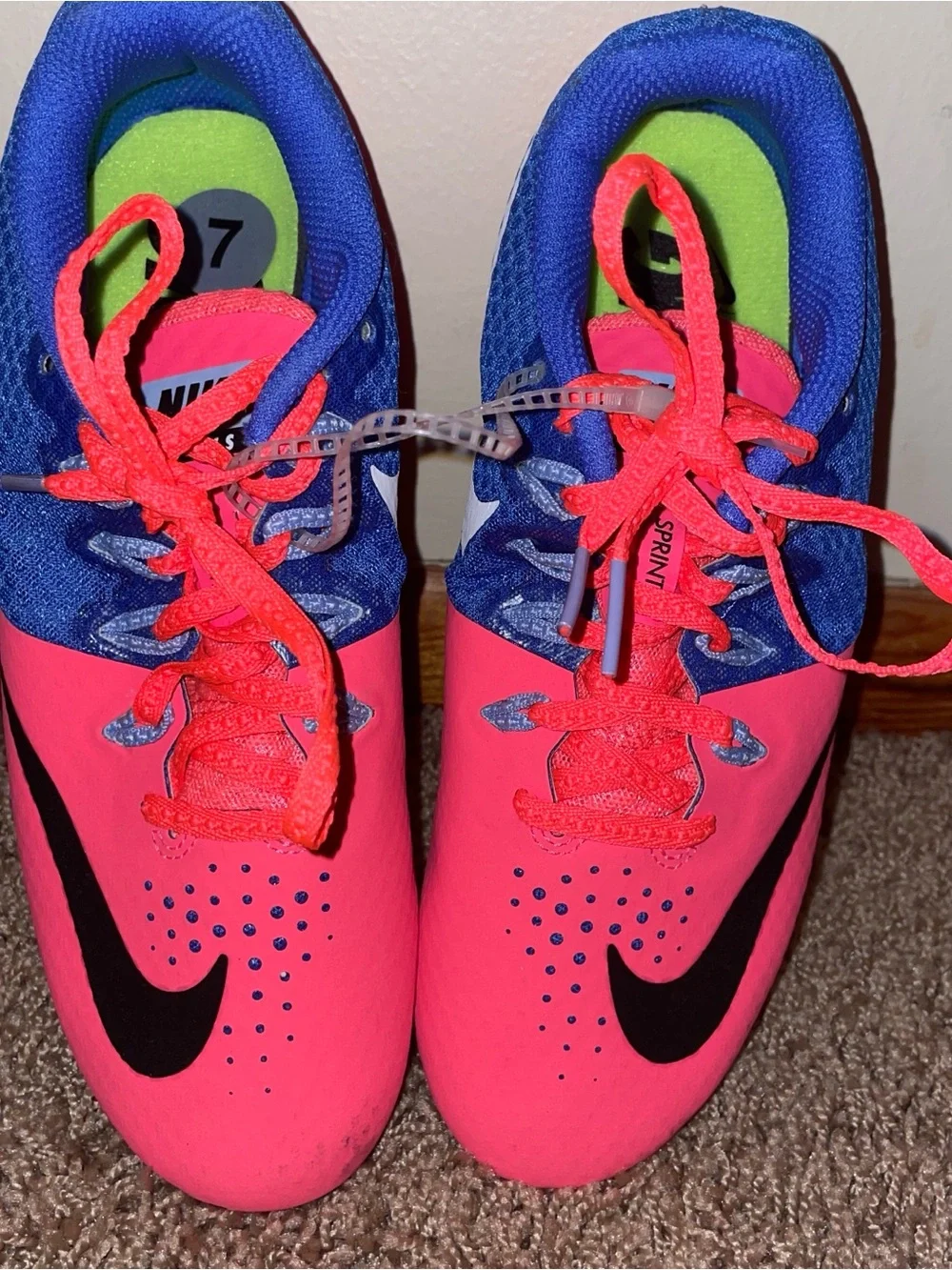 Nike Bright Pink and Blue Athletic Sneakers running/track/racing SZ.7